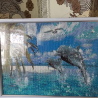 Диамантен гоблен"Слънчеви делфини", снимка 1 - Декорация за дома - 44635434