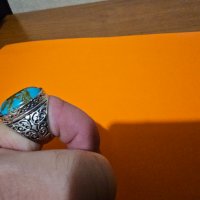 Красив османски турски пръстен с голям син  камък , снимка 5 - Антикварни и старинни предмети - 44165680