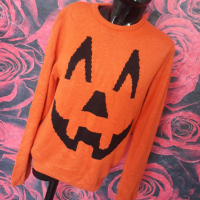 Оранжева вълнена блуза Тиква Хелуин М, снимка 1 - Блузи с дълъг ръкав и пуловери - 36329031