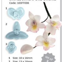 3 бр Бебе Орхидея Singapore пластмасови форми резци щампи с релеф за направа цвете с фондан торта, снимка 1 - Форми - 34128510