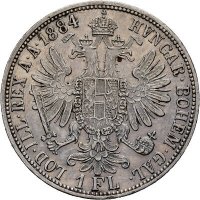 Монета Австрия 1 Флорин 1884 г Франц Йосиф I, снимка 1 - Нумизматика и бонистика - 39688384
