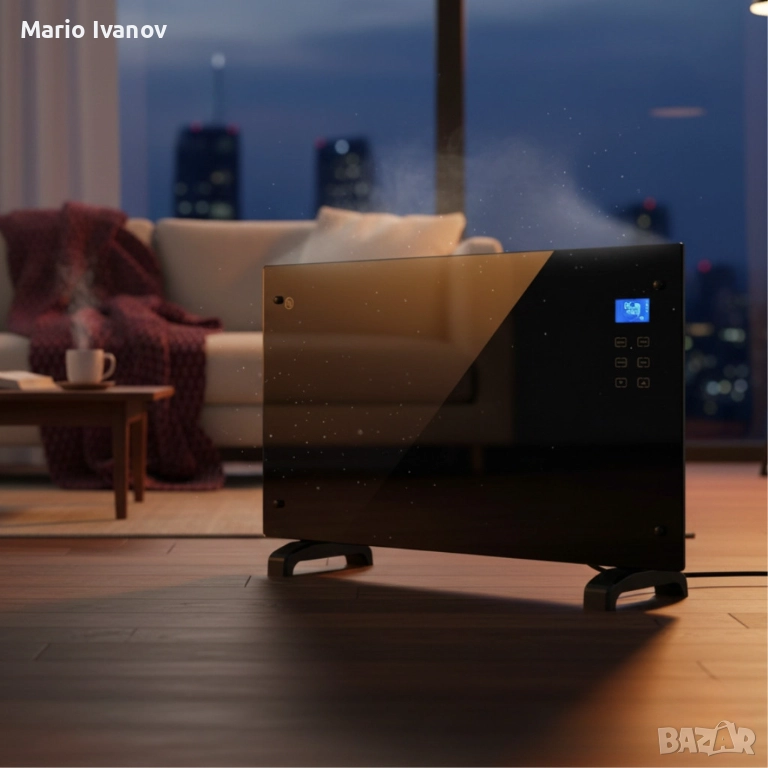 Електрически конвектор Heltes 2000W – Стилен и ефективен отоплителен уред с LCD дисплей и седмично п, снимка 1