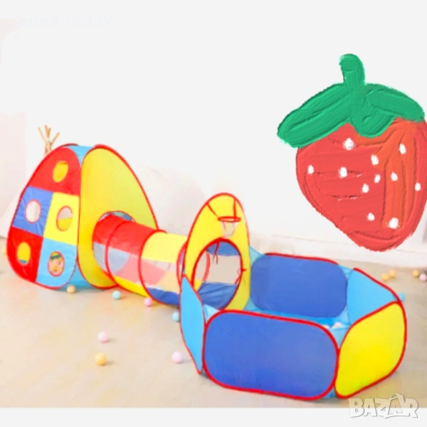 Детска палатка с тунел и площадка, снимка 1