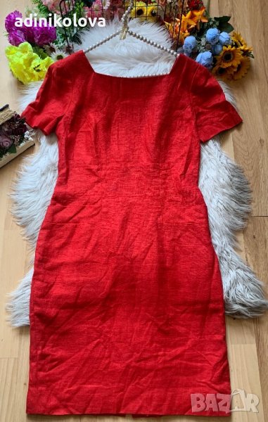 Червена ленена рокля, снимка 1