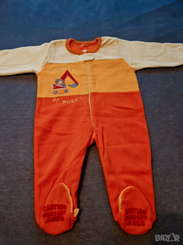 6-9м 74см Помпер гащеризон, полар, оранж, без следи от употреба , снимка 1
