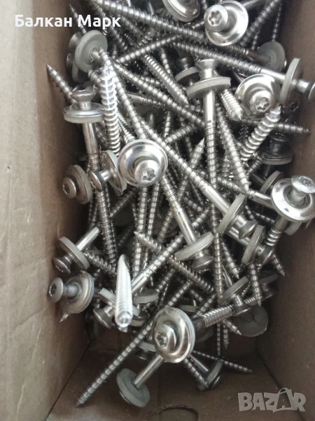 Шпенглерови винтове за ламарина 4.5x80 A2 неръждаеми, 100бр. – уплътнение EPDM, снимка 1