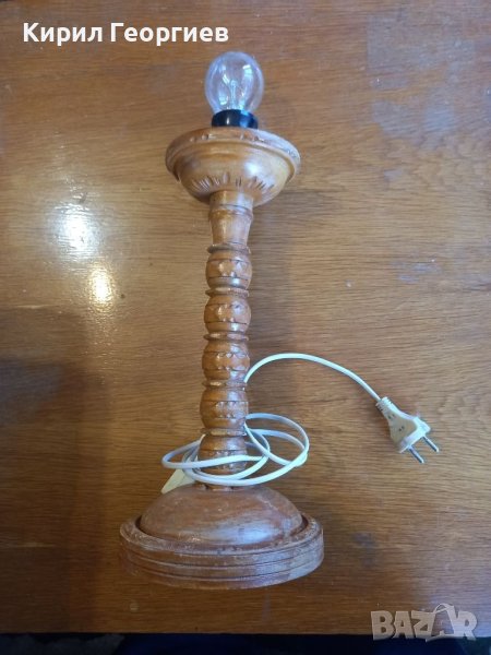 Масивна дървена нощна лампа , снимка 1