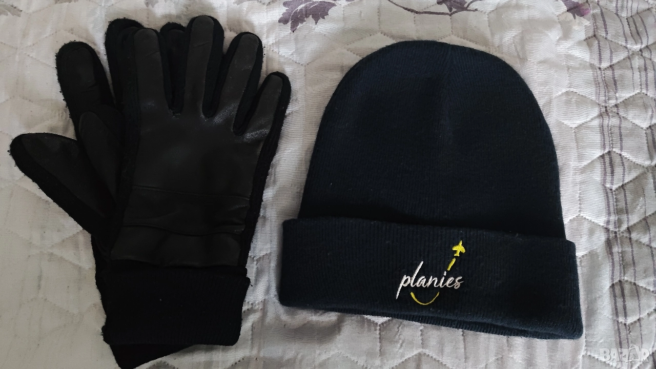 Шапка зимна AirBaltic плюс ръкавици мъжки New Yorker 20лв комплект, снимка 1