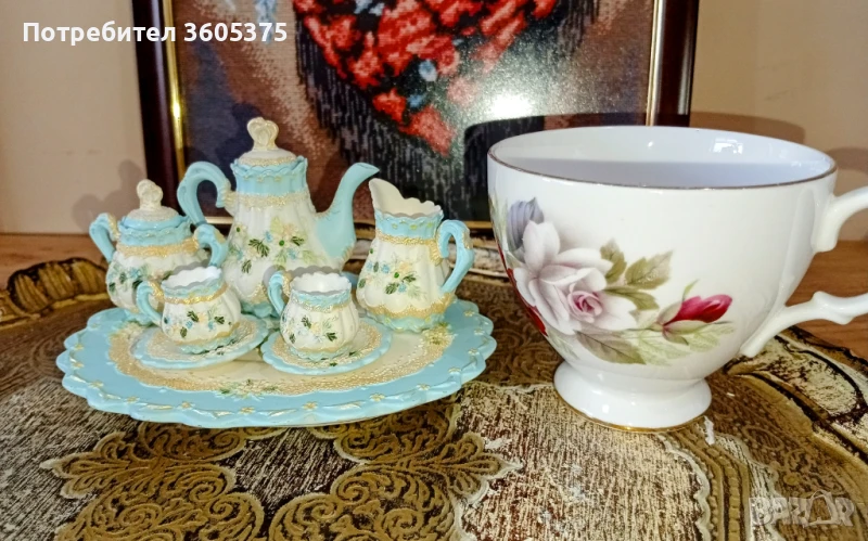 Колекционерски ,минималистичен бароков сет за чай, снимка 1