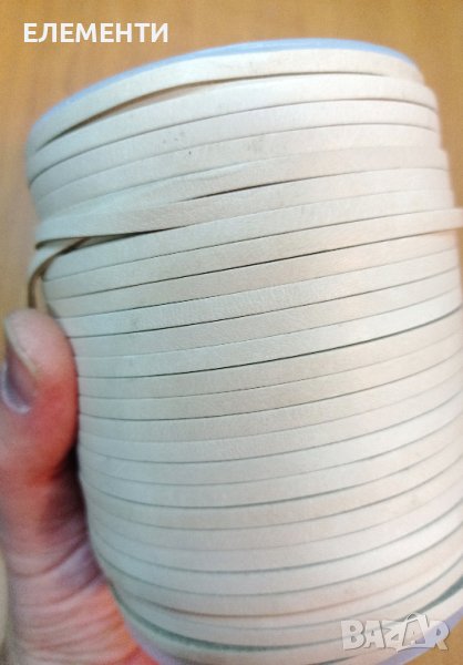 Плосък Кожен Ремък - 4 х 2 мм, натурал, снимка 1