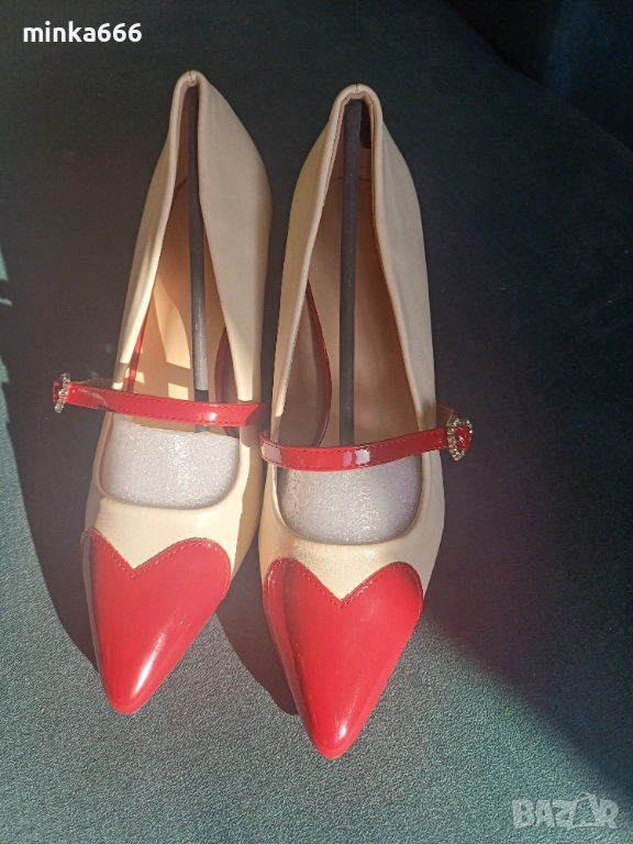 Кожени дамски обувки на ток, снимка 1