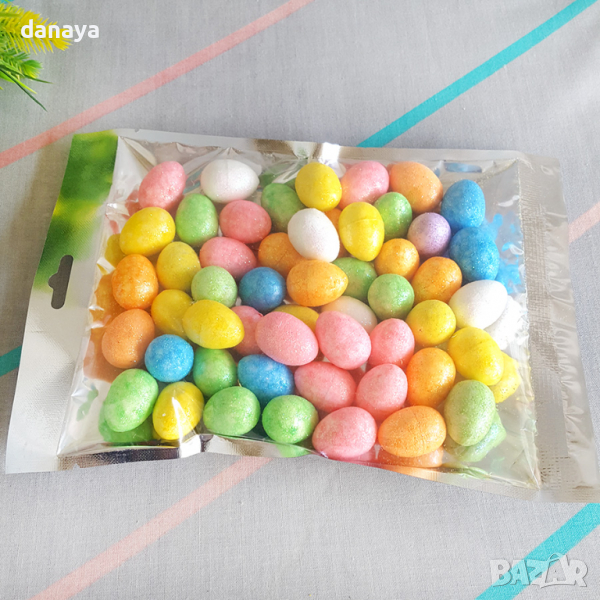 2828 Блестящи мини цветни яйца за декорация, 50 броя, снимка 1