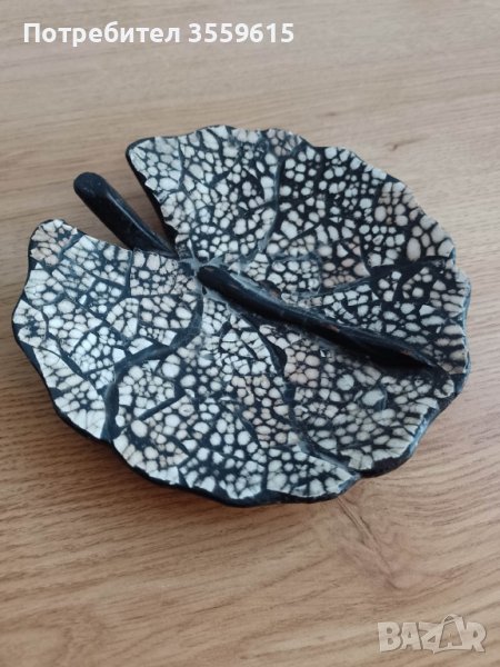 дървена чиния от масивен тъмен махагон 25 см - Индонезия, снимка 1