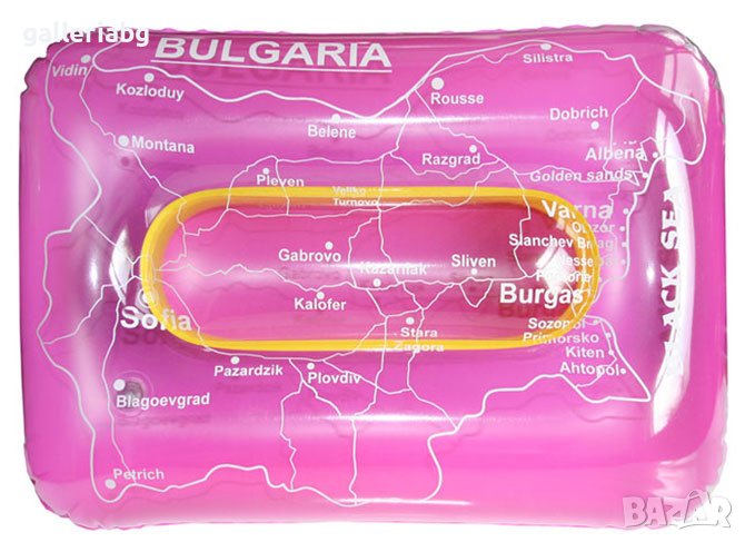 Надуваема плажна възглавница с картата на България, Bulgaria, снимка 1