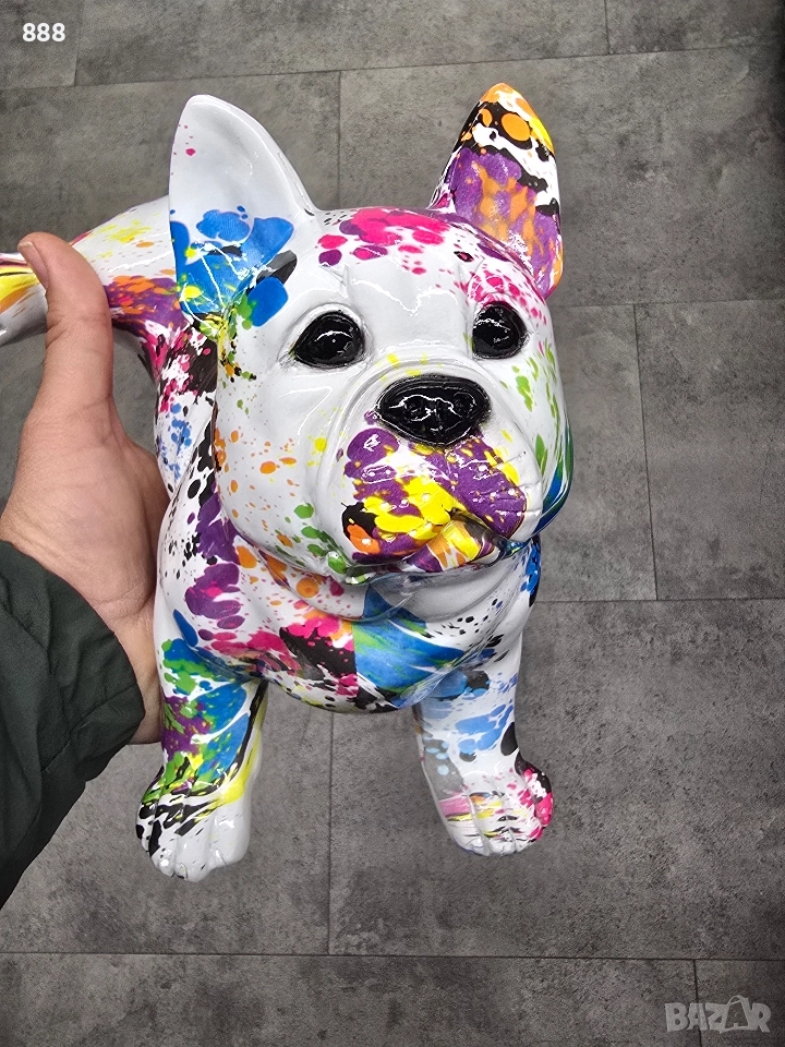 статуетка шарено пикаещо куче булдог , снимка 1