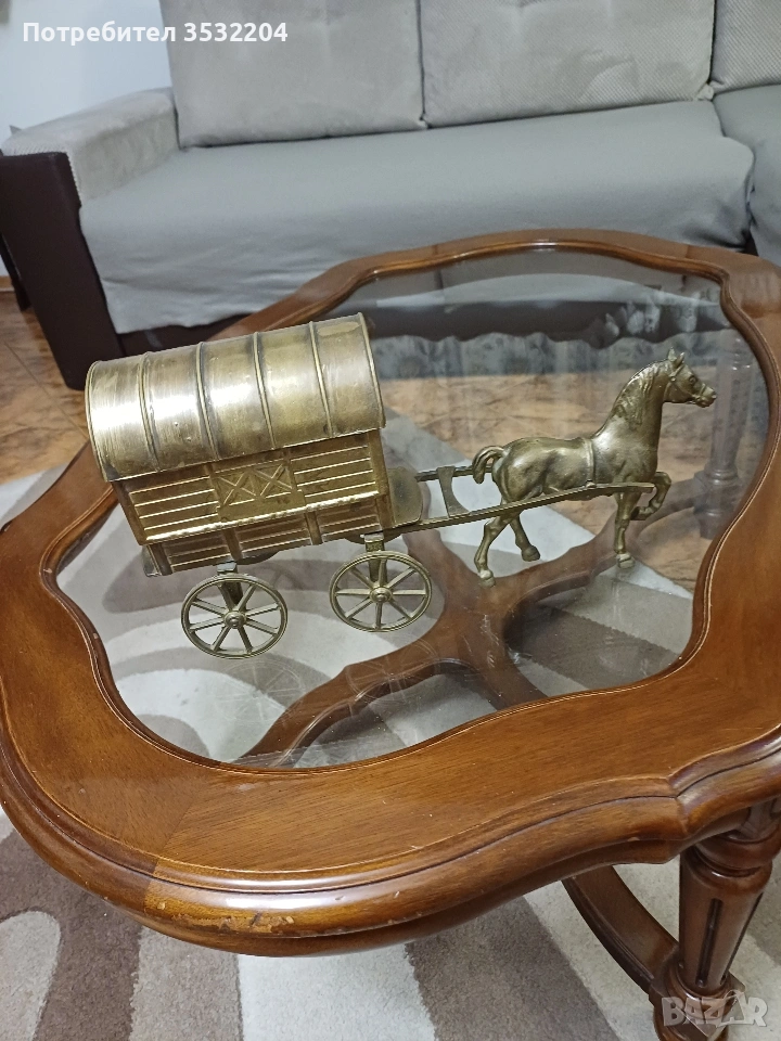 Бронзов кон и кола, снимка 1