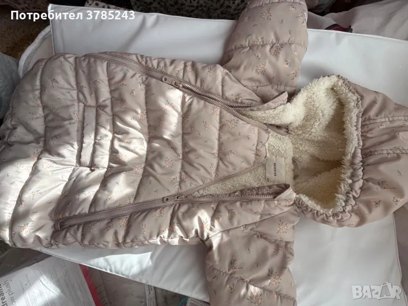 Бебешко спално чувалче с флорален десен и мека пухкава подплата 62см , снимка 1