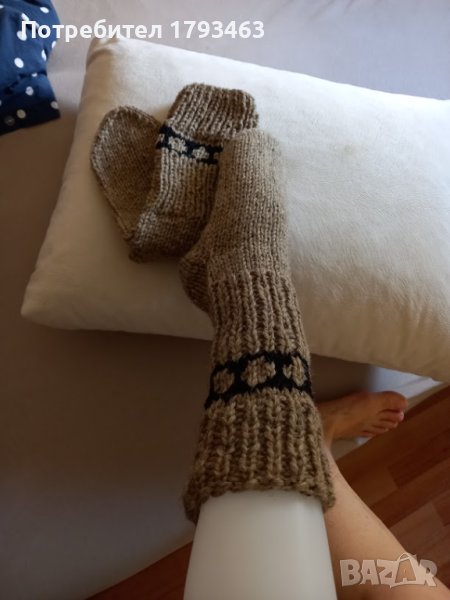 Ръчно плетени мъжки чорапи от вълна размер 38, снимка 1