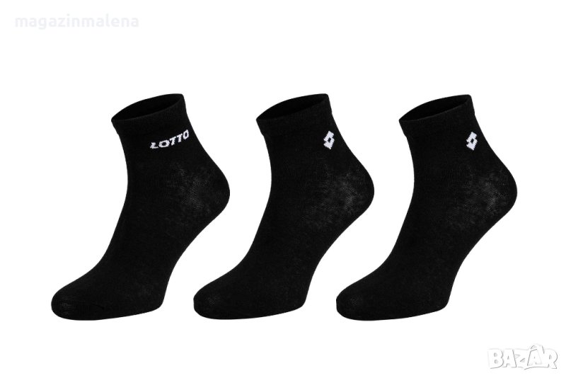 Lotto 35-38,39-42,43-46 италиански унисекс черни къси памучни чорапи над глезените памучен чорап , снимка 1