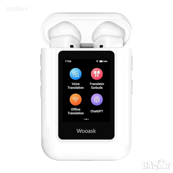Wooask ChatGPT Преводач Слушалки A8 TransBuds | AI Офлайн Преводач със сензорен екран, снимка 1