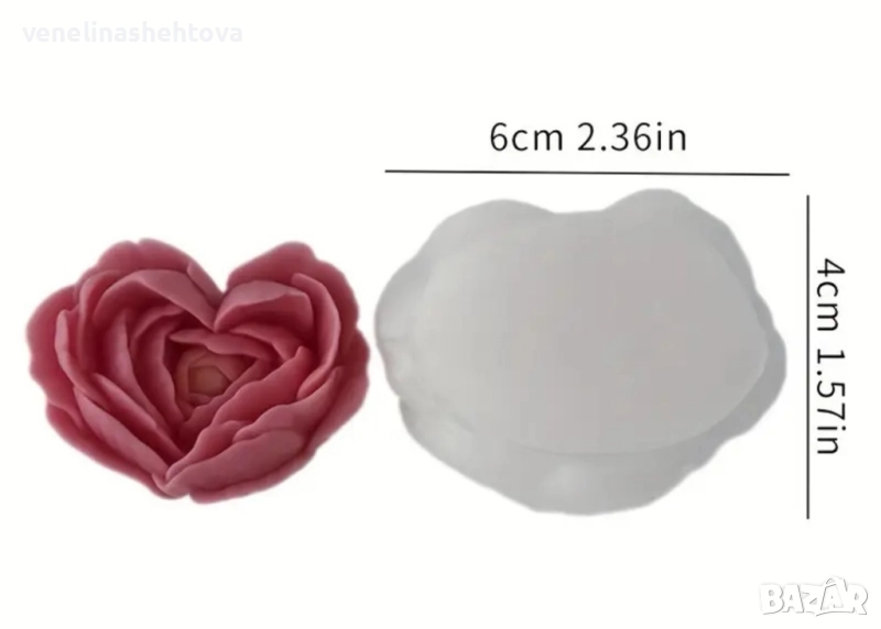 3D Малка роза сърце силиконов молд форма свещи гипс сапун смола фондан шоколад , снимка 1