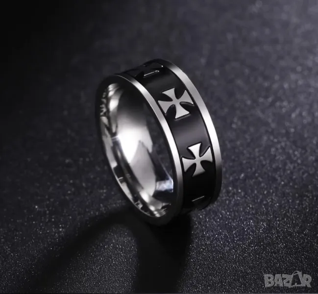 Масонски Железен Кръст Тевтонски Кръст Нацистки Пръстен Deutsches Uber Alles Ring Germany Above All!, снимка 1