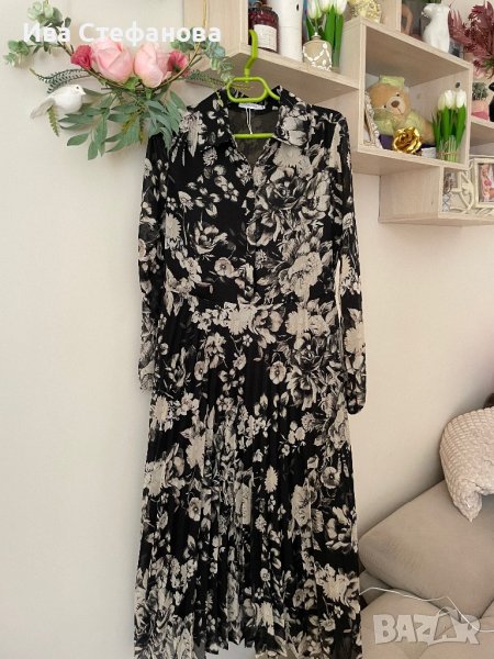 Нова стилна черна бяла разкошна феерична елегантна плисирана плисе рокля Reserved , снимка 1