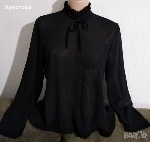 Елегантна черна блуза, L/XL, снимка 1