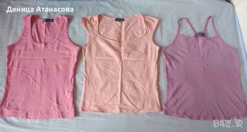 Блузки и потници, ризи с къс и дълъг ръкав, черно сатенено и дънкено бюстие размер М, снимка 1