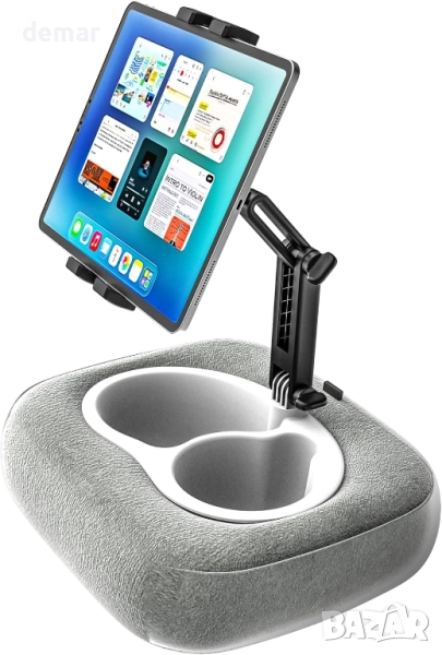 Поставка за таблет с възглавница, 360°, 4-13" таблети и телефони, сива, снимка 1