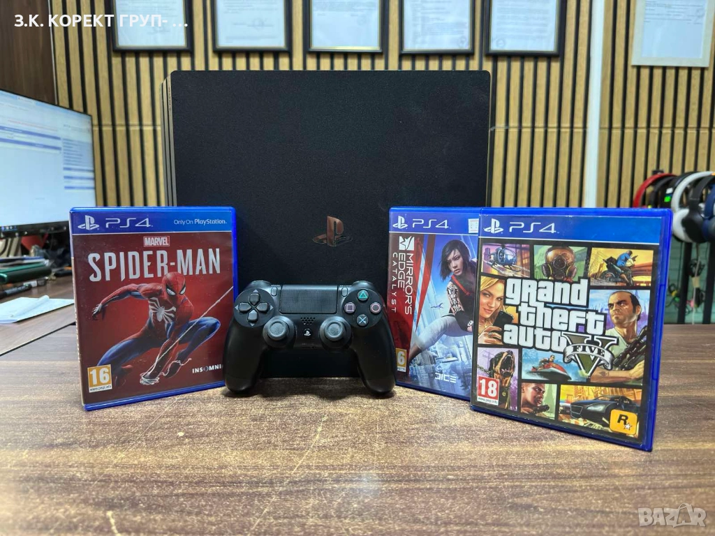 Sony PlayStation 4 Pro 1TB с 1 джойстик и 3 игри, снимка 1