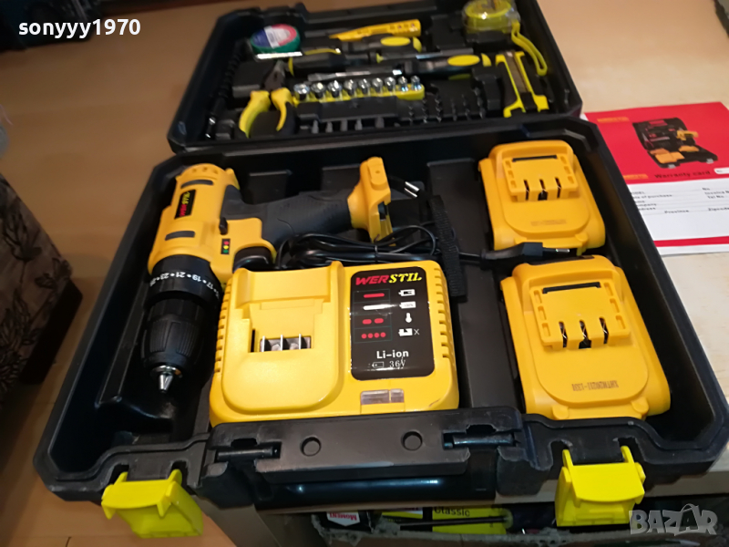LI-ION 36V ВИНТОВЕРТ+CHARGER & 2X BATTERY PACK 0104220936, снимка 1