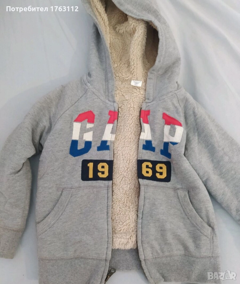 Gap сив анорак с цип за 4-5 г. дете , снимка 1