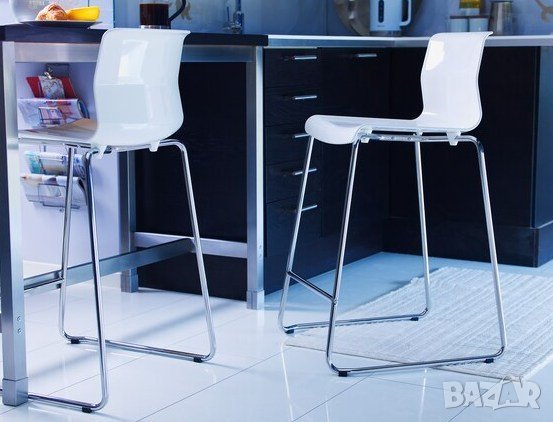 Стилен бар стол Ikea GLENN бял/хром НОВИ-Цена до изчепване в Столове в гр.  Троян - ID39644179 — Bazar.bg