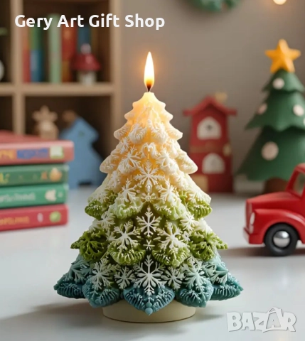 Восъчна свещ - коледна елха , снимка 2 - Други - 52025802