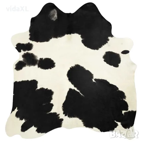 vidaXL Килим от волска кожа, черно и бяло, 150x170 см, снимка 6 - Килими - 56146524