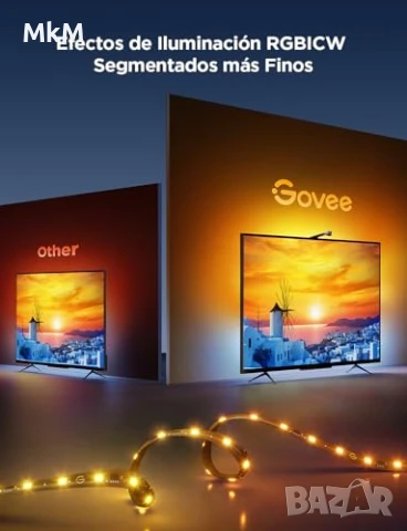 Смарт LED подсветка Govee TV Backlight 3 Lite H6099 RGBICW 55-65 и за 75-85 инча, снимка 2 - Части и Платки - 51294242