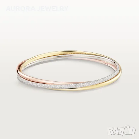 CARTIER Trinity Half Paved Diamond Дамска Гривна, снимка 3 - Гривни - 56018290
