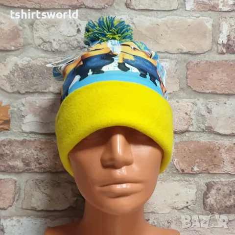 Нова детска зимна шапка с Миньони с помпон