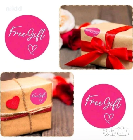 100 бр Free Gift безплатен подарък малки самозалепващи лепенки стикери ръчна изработка подарък, снимка 3 - Други - 51057218