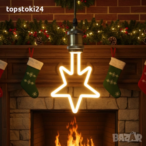 Коледна декоративна LED крушка – топла светлина, две форми: Звезда или Елха, снимка 2 - Други стоки за дома - 52641945