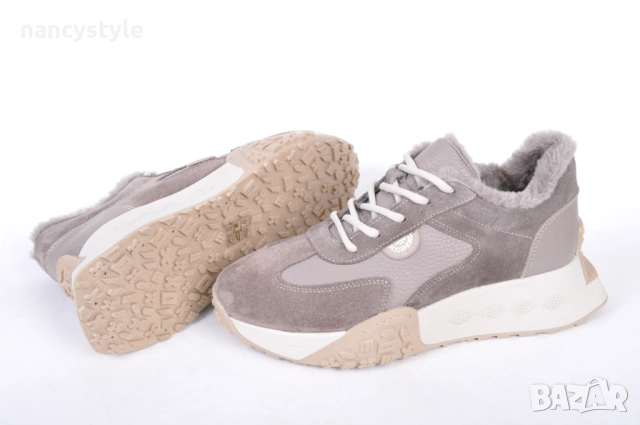 NEW! Дамски маратонки Кожа и Велур с пух, снимка 4 - Маратонки - 52289674