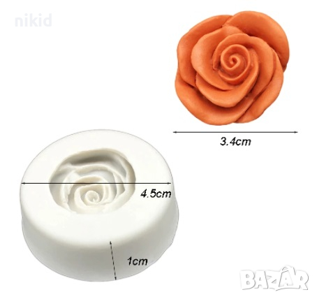 Средна розичка роза силиконов молд форма за декорация торта фондан украса, снимка 2 - Форми - 36263806