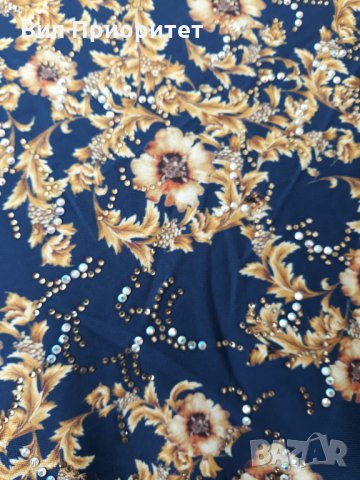 изящна тъмно синя блуза златни цветя , снимка 5 - Блузи с дълъг ръкав и пуловери - 34710252