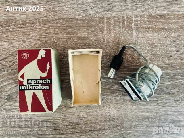 Ретро микрофон VEB DSPM (ГДР) с кутия и документ – Leipzig, снимка 2 - Антикварни и старинни предмети - 51456120