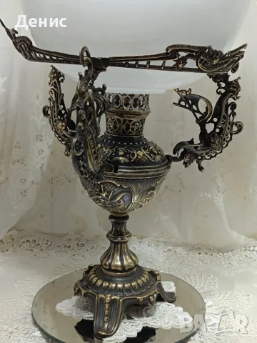 антична немска месингова лампа 450, снимка 2 - Настолни лампи - 49616597