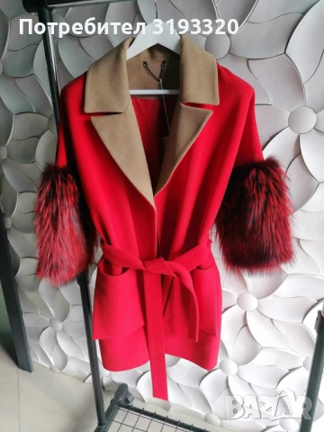 Луксозно палто от Кашмир със богата гарнитура от лисица 