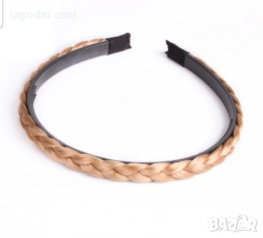 Диадема плитка с изкуствена коса за руса коса, снимка 1