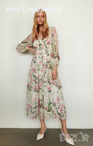 разкошна нова феерична романтична  рокля дълга елегантна рокля Reserved флорален принт цветя , снимка 4 - Рокли - 40186036