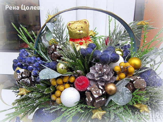 Коледна кошничка с мече, снимка 4 - Коледни подаръци - 38863225